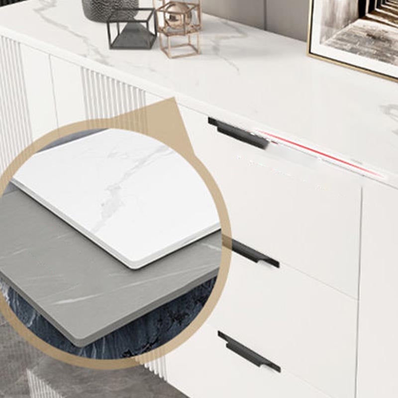 Wood and Stone Dining Server Contemporary Server with 3 Drawers Clearhalo 'buffet_sideboard' 'Buffets & Sideboards' 'furn' 'furn_buffet_sideboard' 'Furniture' 'Kitchen & Dining Furniture' 5998936