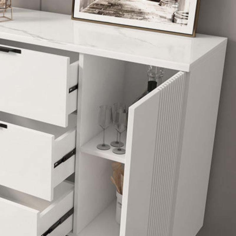 Wood and Stone Dining Server Contemporary Server with 3 Drawers Clearhalo 'buffet_sideboard' 'Buffets & Sideboards' 'furn' 'furn_buffet_sideboard' 'Furniture' 'Kitchen & Dining Furniture' 5998938