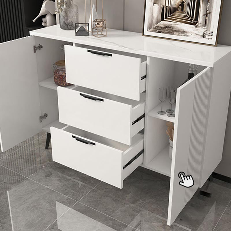 Wood and Stone Dining Server Contemporary Server with 3 Drawers Clearhalo 'buffet_sideboard' 'Buffets & Sideboards' 'furn' 'furn_buffet_sideboard' 'Furniture' 'Kitchen & Dining Furniture' 5998944