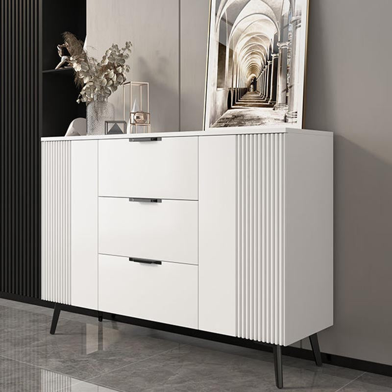 Wood and Stone Dining Server Contemporary Server with 3 Drawers 47"L x 14"W x 33"H White Wood Clearhalo 'buffet_sideboard' 'Buffets & Sideboards' 'furn' 'furn_buffet_sideboard' 'Furniture' 'Kitchen & Dining Furniture' 5998947
