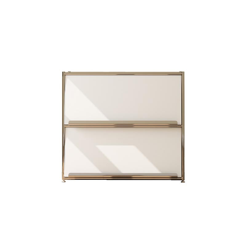 Contemporary Metal Sideboard with Drawers White Dining Buffet for Living Room 27.6"L x 13.8"W x 28.7"H Silvery White Clearhalo 'buffet_sideboard' 'Buffets & Sideboards' 'furn' 'furn_buffet_sideboard' 'Furniture' 'Kitchen & Dining Furniture' 5998967