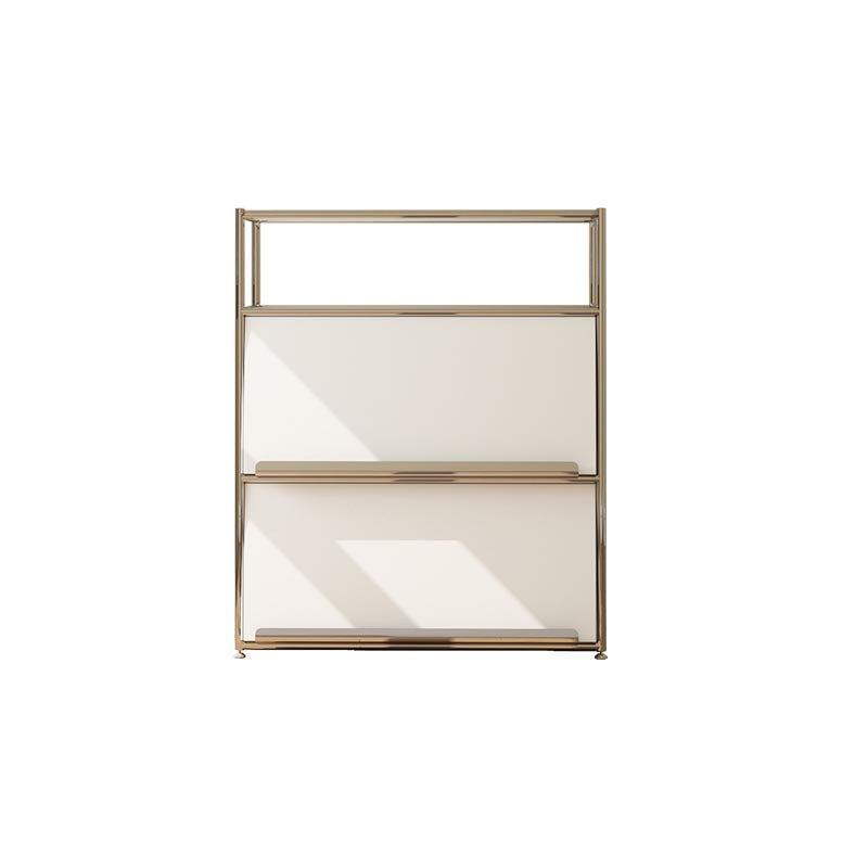 Contemporary Metal Sideboard with Drawers White Dining Buffet for Living Room 28"L x 14"W x 35"H Ivory Clearhalo 'buffet_sideboard' 'Buffets & Sideboards' 'furn' 'furn_buffet_sideboard' 'Furniture' 'Kitchen & Dining Furniture' 5998969