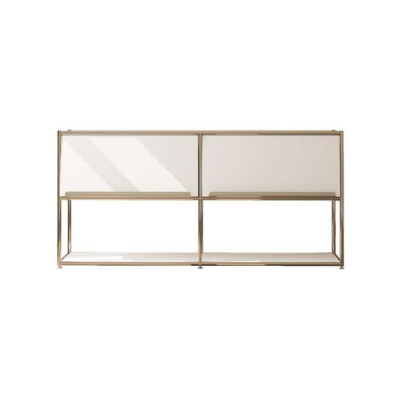 Contemporary Metal Sideboard with Drawers White Dining Buffet for Living Room 55.1"L x 13.8"W x 28.7"H White Clearhalo 'buffet_sideboard' 'Buffets & Sideboards' 'furn' 'furn_buffet_sideboard' 'Furniture' 'Kitchen & Dining Furniture' 5998971