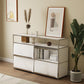 Contemporary Metal Sideboard with Drawers White Dining Buffet for Living Room Clearhalo 'buffet_sideboard' 'Buffets & Sideboards' 'furn' 'furn_buffet_sideboard' 'Furniture' 'Kitchen & Dining Furniture' 5998972