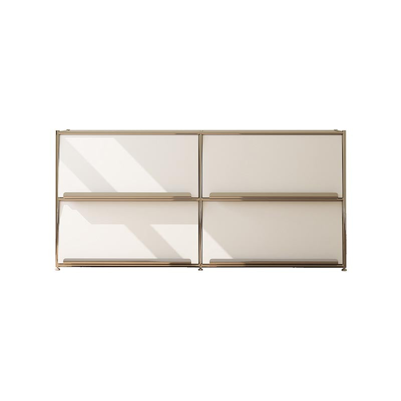 Contemporary Metal Sideboard with Drawers White Dining Buffet for Living Room 55.1"L x 13.8"W x 28.7"H Silvery White Clearhalo 'buffet_sideboard' 'Buffets & Sideboards' 'furn' 'furn_buffet_sideboard' 'Furniture' 'Kitchen & Dining Furniture' 5998976