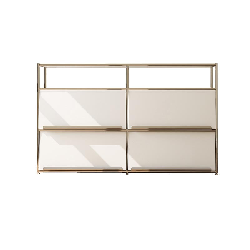 Contemporary Metal Sideboard with Drawers White Dining Buffet for Living Room 55"L x 14"W x 35"H Ivory Clearhalo 'buffet_sideboard' 'Buffets & Sideboards' 'furn' 'furn_buffet_sideboard' 'Furniture' 'Kitchen & Dining Furniture' 5998977