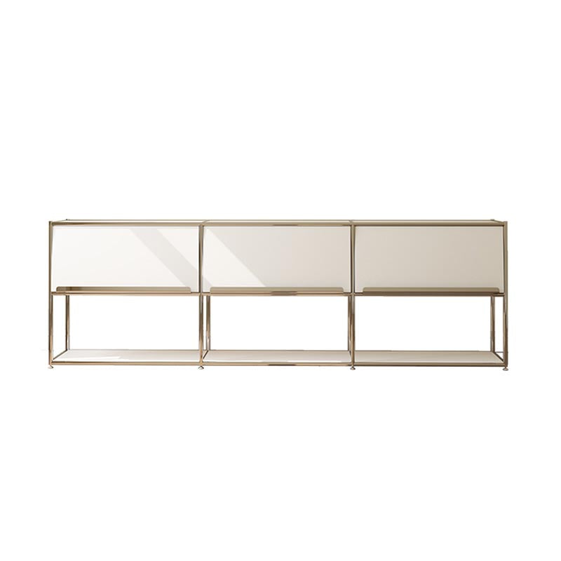 Contemporary Metal Sideboard with Drawers White Dining Buffet for Living Room 78.7"L x 13.8"W x 28.7"H White Clearhalo 'buffet_sideboard' 'Buffets & Sideboards' 'furn' 'furn_buffet_sideboard' 'Furniture' 'Kitchen & Dining Furniture' 5998980