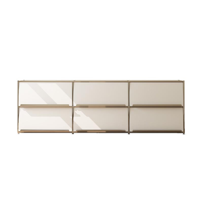Contemporary Metal Sideboard with Drawers White Dining Buffet for Living Room 78.7"L x 13.8"W x 28.7"H Silvery White Clearhalo 'buffet_sideboard' 'Buffets & Sideboards' 'furn' 'furn_buffet_sideboard' 'Furniture' 'Kitchen & Dining Furniture' 5998981