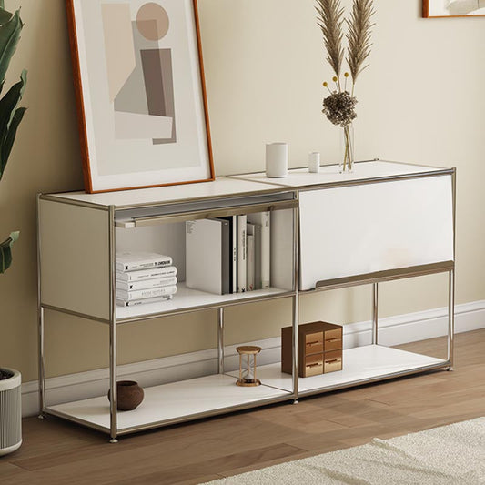 Contemporary Metal Sideboard with Drawers White Dining Buffet for Living Room Clearhalo 'buffet_sideboard' 'Buffets & Sideboards' 'furn' 'furn_buffet_sideboard' 'Furniture' 'Kitchen & Dining Furniture' 5998985