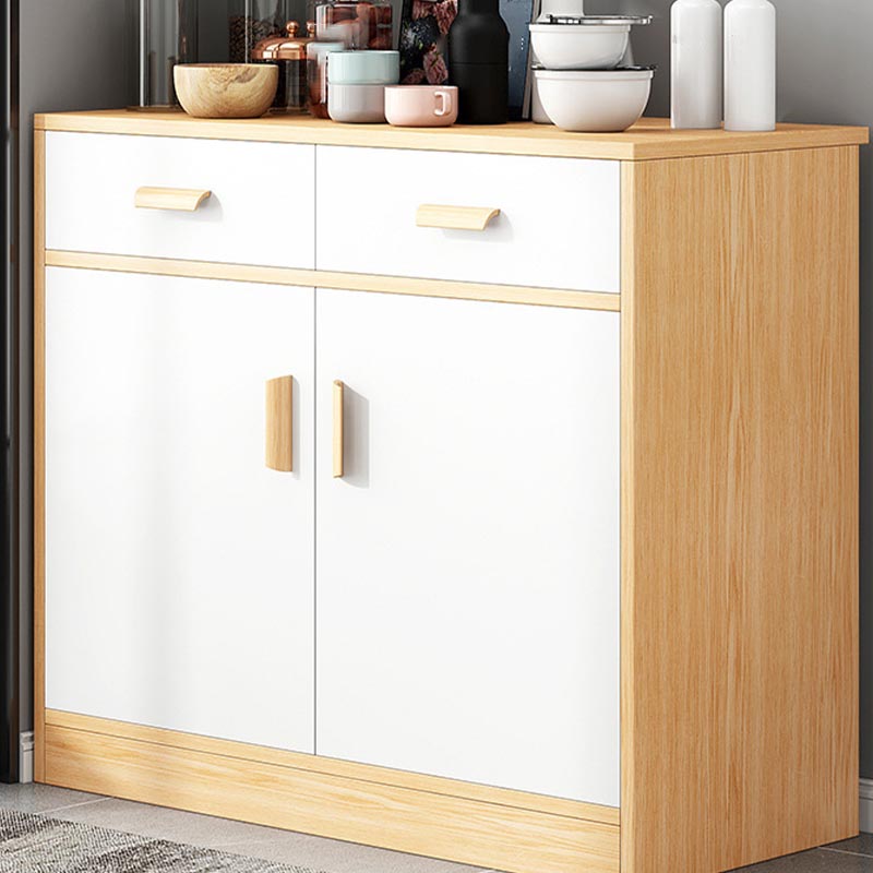 Engineered Wood Sideboard with Drawers Modern Kitchen Buffet Sideboard 31"L x 15"W x 35"H Natural Wood White Clearhalo 'buffet_sideboard' 'Buffets & Sideboards' 'furn' 'furn_buffet_sideboard' 'Furniture' 'Kitchen & Dining Furniture' 5998999