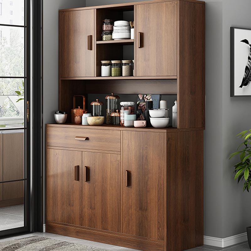Engineered Wood Sideboard with Drawers Modern Kitchen Buffet Sideboard 39"L x 15"W x 67"H Walnut Clearhalo 'buffet_sideboard' 'Buffets & Sideboards' 'furn' 'furn_buffet_sideboard' 'Furniture' 'Kitchen & Dining Furniture' 5999010