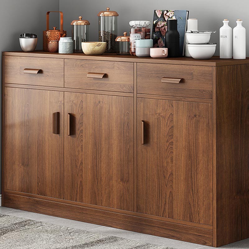 Engineered Wood Sideboard with Drawers Modern Kitchen Buffet Sideboard 47"L x 15"W x 35"H Walnut Clearhalo 'buffet_sideboard' 'Buffets & Sideboards' 'furn' 'furn_buffet_sideboard' 'Furniture' 'Kitchen & Dining Furniture' 5999013