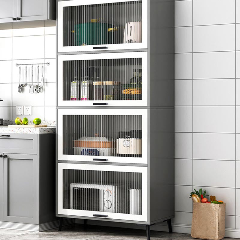 Wood Dining Server Modern Server with Glass Doors for Living Room 23.6"L x 13.4"W x 65.4"H Grey Clearhalo 'buffet_sideboard' 'Buffets & Sideboards' 'furn' 'furn_buffet_sideboard' 'Furniture' 'Kitchen & Dining Furniture' 5999065