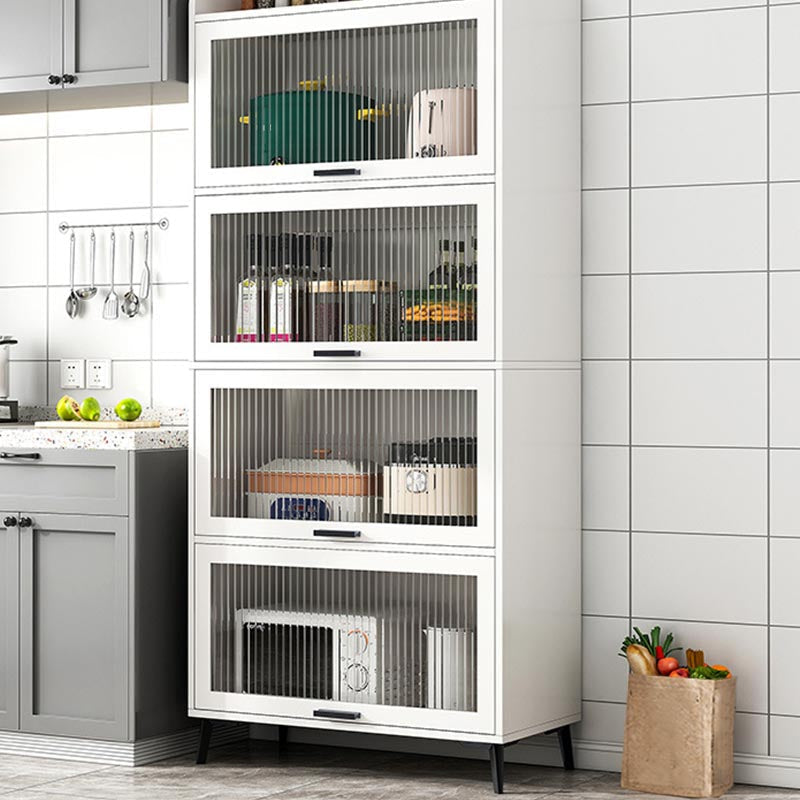 Wood Dining Server Modern Server with Glass Doors for Living Room 27.6"L x 13.4"W x 65.4"H White Clearhalo 'buffet_sideboard' 'Buffets & Sideboards' 'furn' 'furn_buffet_sideboard' 'Furniture' 'Kitchen & Dining Furniture' 5999072