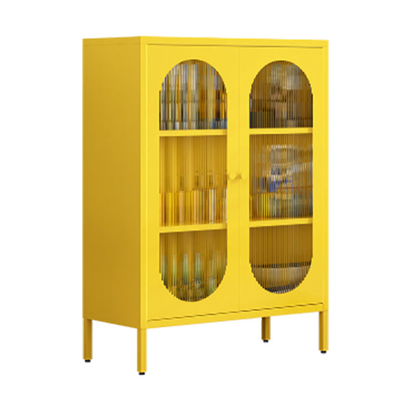 31,5 "L serveur de style glam avec les jambes métalliques du buffet finition métallique avec portes en verre