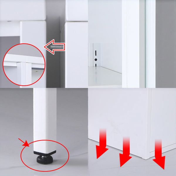 31,5 "L serveur de style glam avec les jambes métalliques du buffet finition métallique avec portes en verre