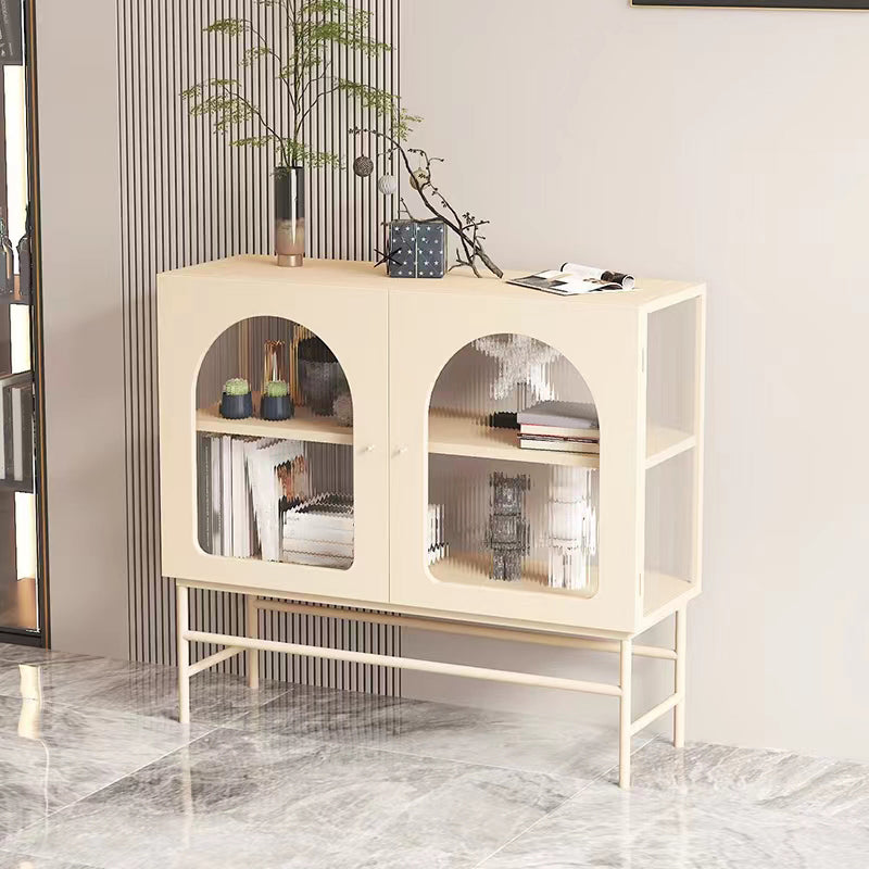 Metallic Finish Contemporary Dining Server Kitchen Sideboard with Cabinets Beige Clearhalo 'buffet_sideboard' 'Buffets & Sideboards' 'furn' 'furn_buffet_sideboard' 'Furniture' 'Kitchen & Dining Furniture' 5999218