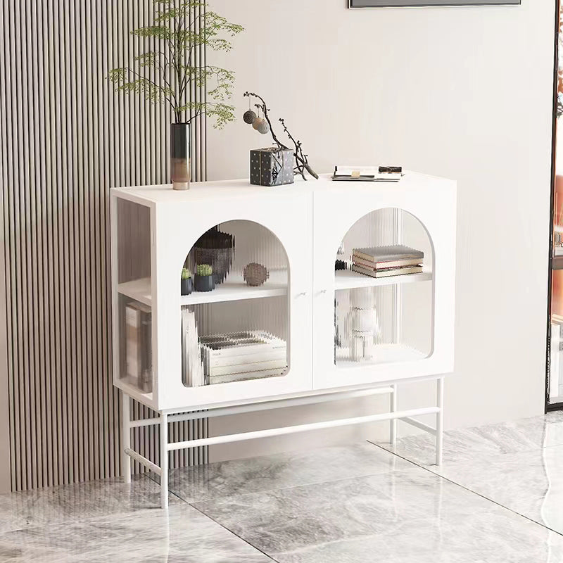 Metallic Finish Contemporary Dining Server Kitchen Sideboard with Cabinets White Clearhalo 'buffet_sideboard' 'Buffets & Sideboards' 'furn' 'furn_buffet_sideboard' 'Furniture' 'Kitchen & Dining Furniture' 5999219