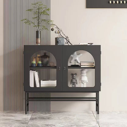 Metallic Finish Contemporary Dining Server Kitchen Sideboard with Cabinets Black Clearhalo 'buffet_sideboard' 'Buffets & Sideboards' 'furn' 'furn_buffet_sideboard' 'Furniture' 'Kitchen & Dining Furniture' 5999221