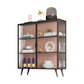 Polished Finish Metal Sideboard Glam Indoor Dining Server with Clear Glass Doors Clearhalo 'buffet_sideboard' 'Buffets & Sideboards' 'furn' 'furn_buffet_sideboard' 'Furniture' 'Kitchen & Dining Furniture' 5999265