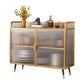 Polished Finish Metal Sideboard Glam Indoor Dining Server with Clear Glass Doors Gold Clearhalo 'buffet_sideboard' 'Buffets & Sideboards' 'furn' 'furn_buffet_sideboard' 'Furniture' 'Kitchen & Dining Furniture' 5999266