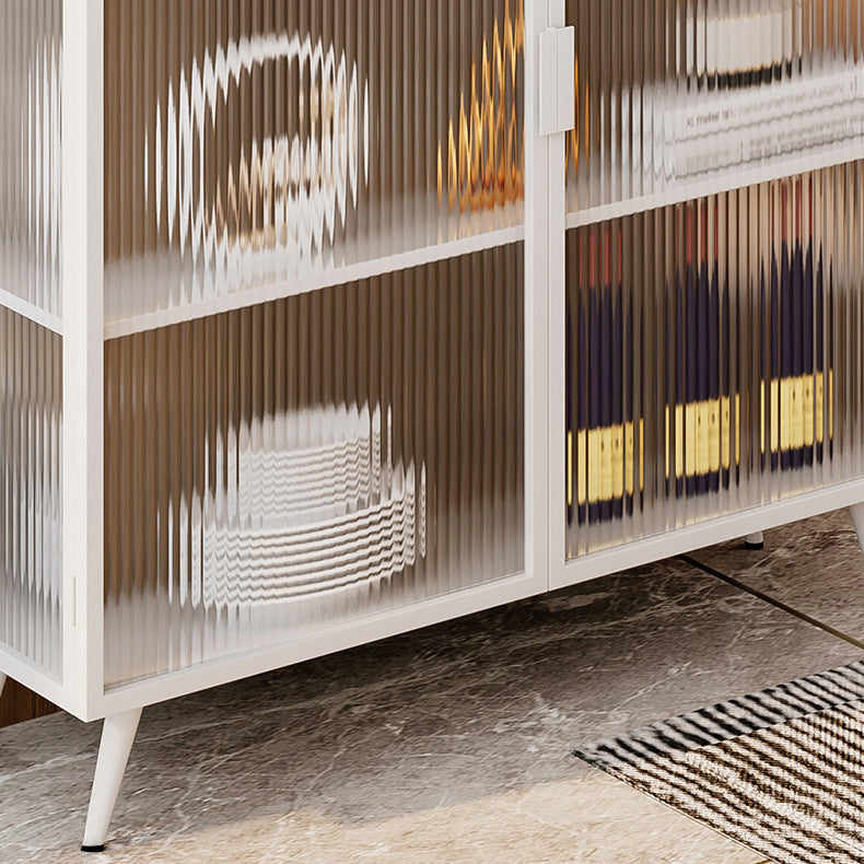 Polished Finish Metal Sideboard Glam Indoor Dining Server with Clear Glass Doors Clearhalo 'buffet_sideboard' 'Buffets & Sideboards' 'furn' 'furn_buffet_sideboard' 'Furniture' 'Kitchen & Dining Furniture' 5999271