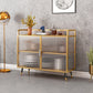 Polished Finish Metal Sideboard Glam Indoor Dining Server with Clear Glass Doors Clearhalo 'buffet_sideboard' 'Buffets & Sideboards' 'furn' 'furn_buffet_sideboard' 'Furniture' 'Kitchen & Dining Furniture' 5999273