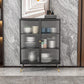 Glam Sideboard with Metal Frame Home Dining Server with Glass Door Clearhalo 'buffet_sideboard' 'Buffets & Sideboards' 'furn' 'furn_buffet_sideboard' 'Furniture' 'Kitchen & Dining Furniture' 5999321