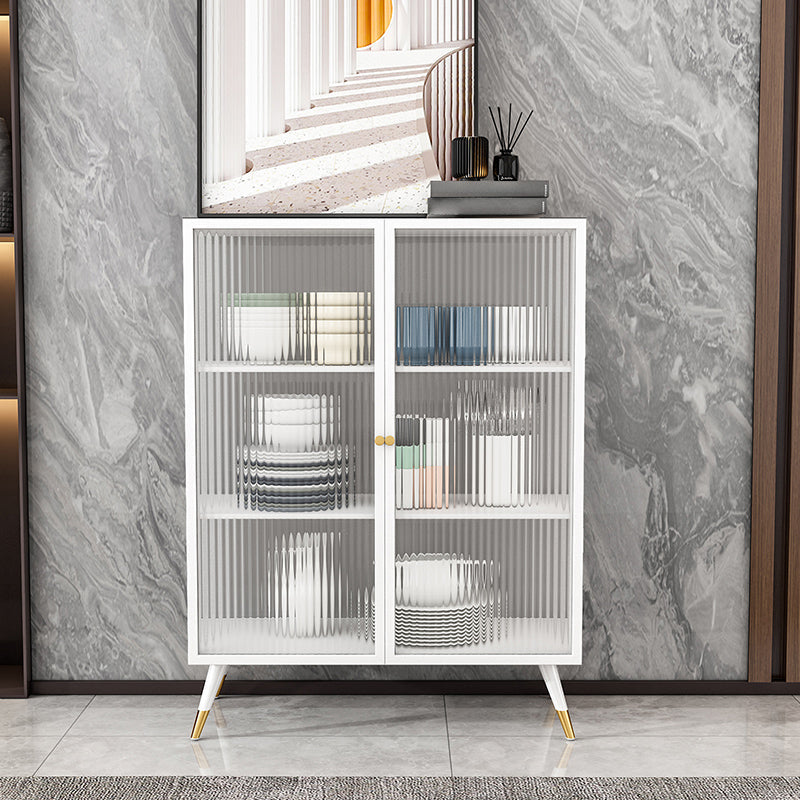 Glam Sideboard with Metal Frame Home Dining Server with Glass Door White Clearhalo 'buffet_sideboard' 'Buffets & Sideboards' 'furn' 'furn_buffet_sideboard' 'Furniture' 'Kitchen & Dining Furniture' 5999324