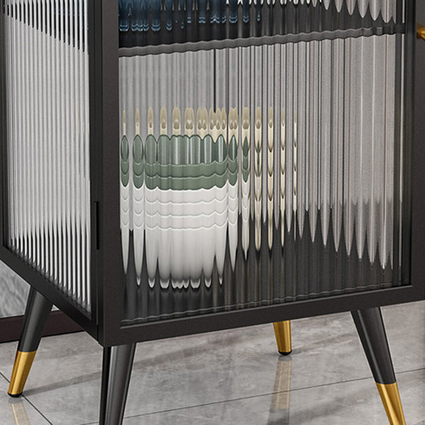 Glam Sideboard with Metal Frame Home Dining Server with Glass Door Clearhalo 'buffet_sideboard' 'Buffets & Sideboards' 'furn' 'furn_buffet_sideboard' 'Furniture' 'Kitchen & Dining Furniture' 5999328