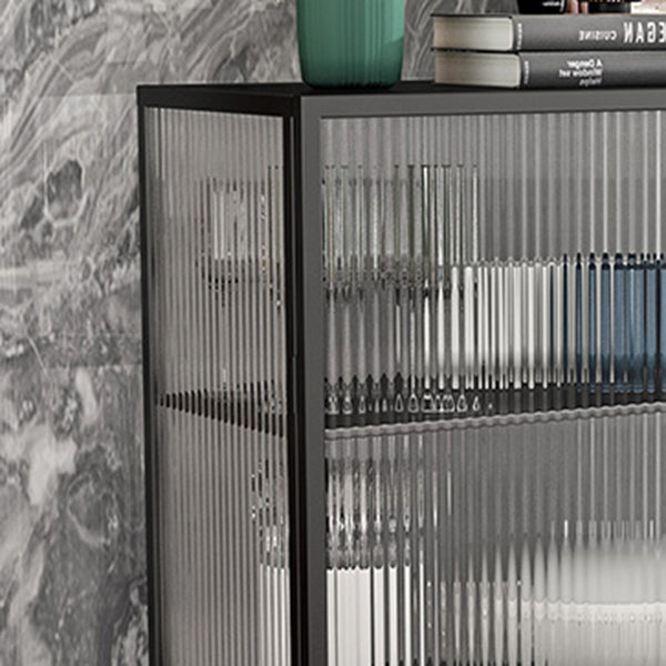 Glam Sideboard with Metal Frame Home Dining Server with Glass Door Clearhalo 'buffet_sideboard' 'Buffets & Sideboards' 'furn' 'furn_buffet_sideboard' 'Furniture' 'Kitchen & Dining Furniture' 5999329