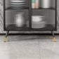 Glam Sideboard with Metal Frame Home Dining Server with Glass Door Clearhalo 'buffet_sideboard' 'Buffets & Sideboards' 'furn' 'furn_buffet_sideboard' 'Furniture' 'Kitchen & Dining Furniture' 5999330