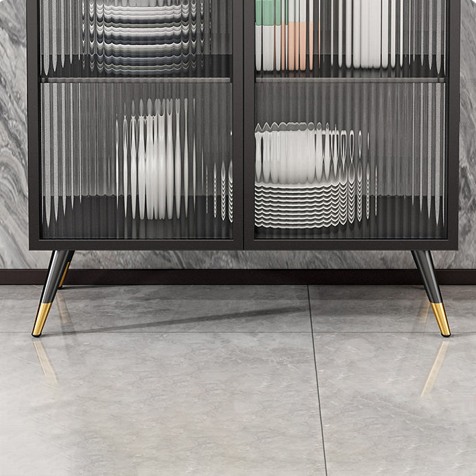 Glam Sideboard with Metal Frame Home Dining Server with Glass Door Clearhalo 'buffet_sideboard' 'Buffets & Sideboards' 'furn' 'furn_buffet_sideboard' 'Furniture' 'Kitchen & Dining Furniture' 5999330