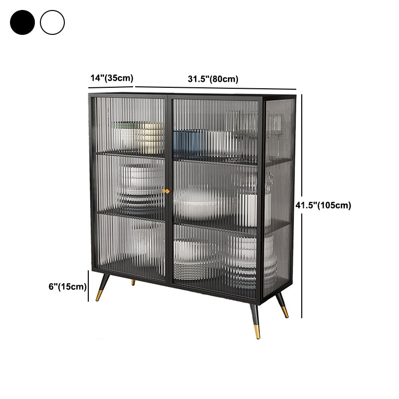 Glam Sideboard with Metal Frame Home Dining Server with Glass Door Clearhalo 'buffet_sideboard' 'Buffets & Sideboards' 'furn' 'furn_buffet_sideboard' 'Furniture' 'Kitchen & Dining Furniture' 5999334