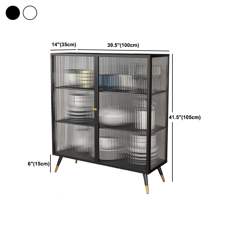 Glam Sideboard with Metal Frame Home Dining Server with Glass Door Clearhalo 'buffet_sideboard' 'Buffets & Sideboards' 'furn' 'furn_buffet_sideboard' 'Furniture' 'Kitchen & Dining Furniture' 5999335