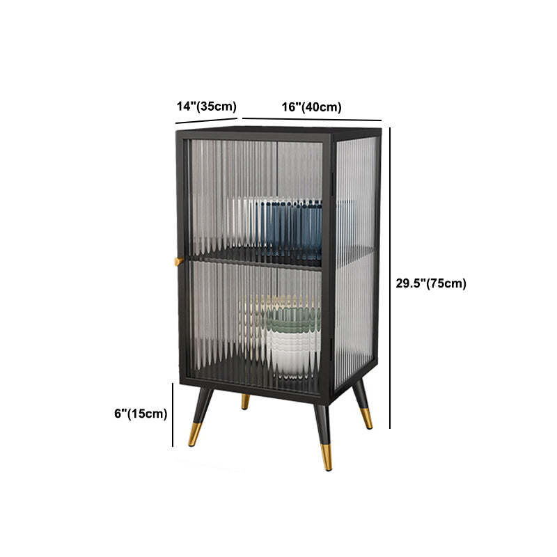 Glam Sideboard with Metal Frame Home Dining Server with Glass Door Clearhalo 'buffet_sideboard' 'Buffets & Sideboards' 'furn' 'furn_buffet_sideboard' 'Furniture' 'Kitchen & Dining Furniture' 5999337