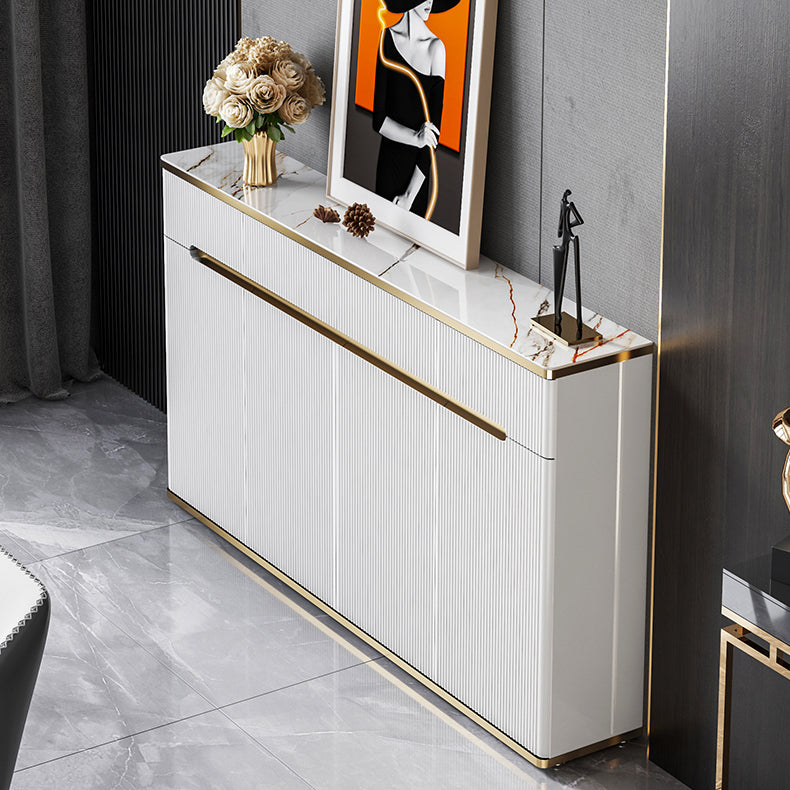 Serveur de restauration White Glam Stone et serveur buffet en bois d'ingénierie