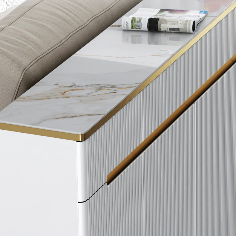 Serveur de restauration White Glam Stone et serveur buffet en bois d'ingénierie