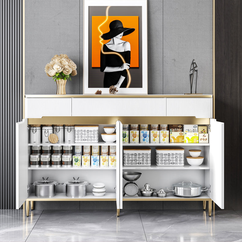 Serveur de restauration White Glam Stone et serveur buffet en bois d'ingénierie