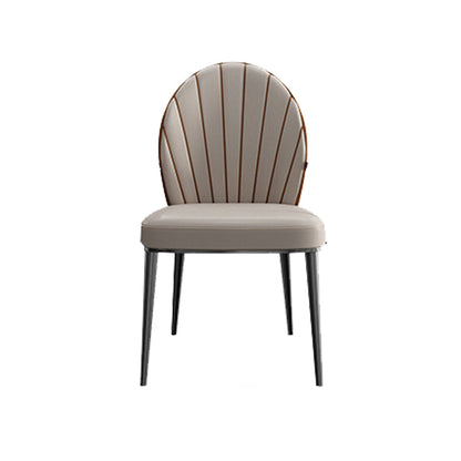 Armless Low Back Side Chair Metal Legs Faux Leather Dining Chairs