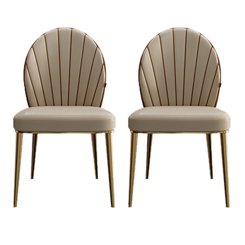 Armless Low Back Side Chair Metal Legs Faux Leather Dining Chairs