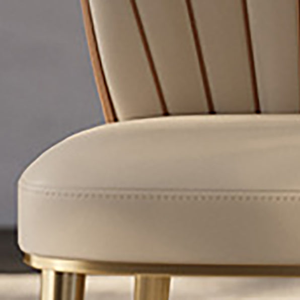 Armless Low Back Side Chair Metal Legs Faux Leather Dining Chairs