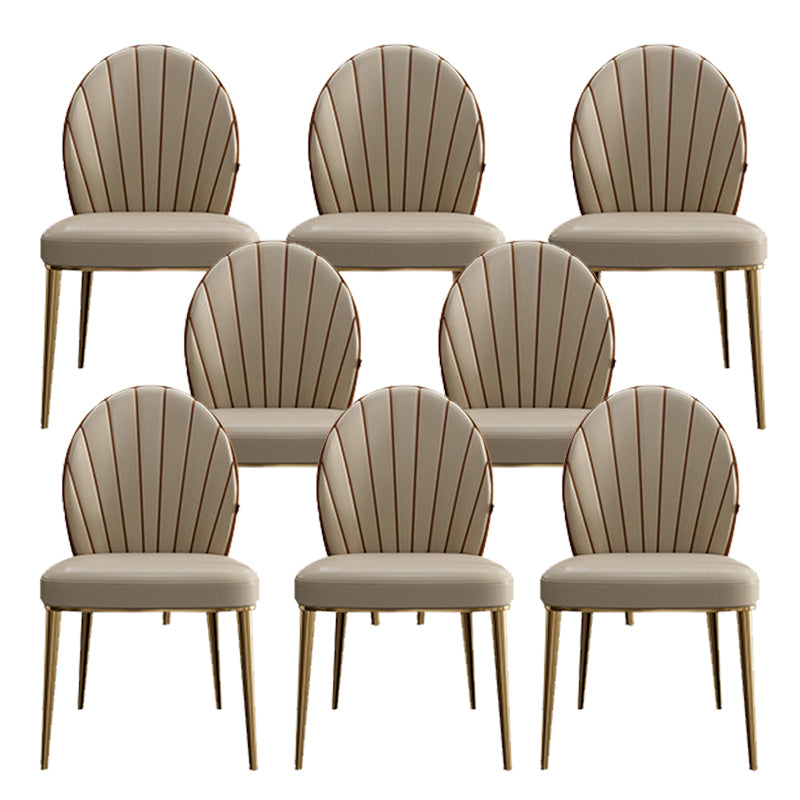 Armless Low Back Side Chair Metal Legs Faux Leather Dining Chairs