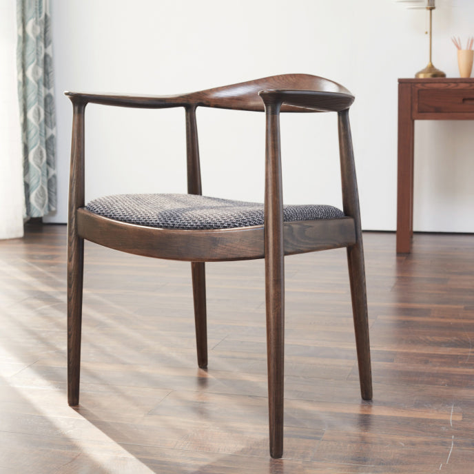 Ash Wood Traditional Dining Chair Brown Side Chair with Arms