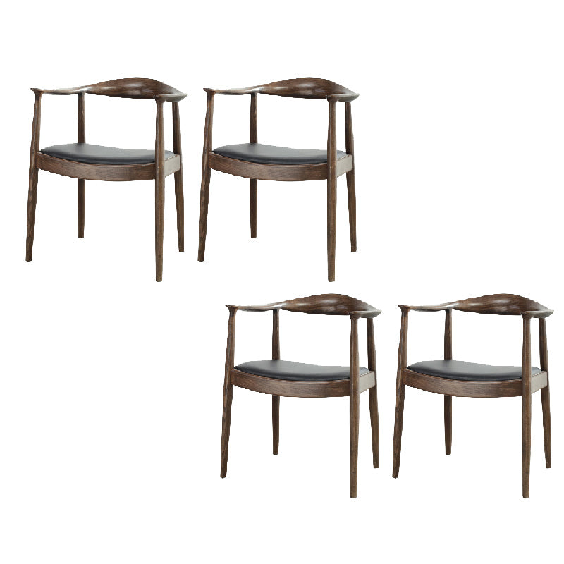 Ash Wood Traditional Dining Chair Brown Side Chair with Arms