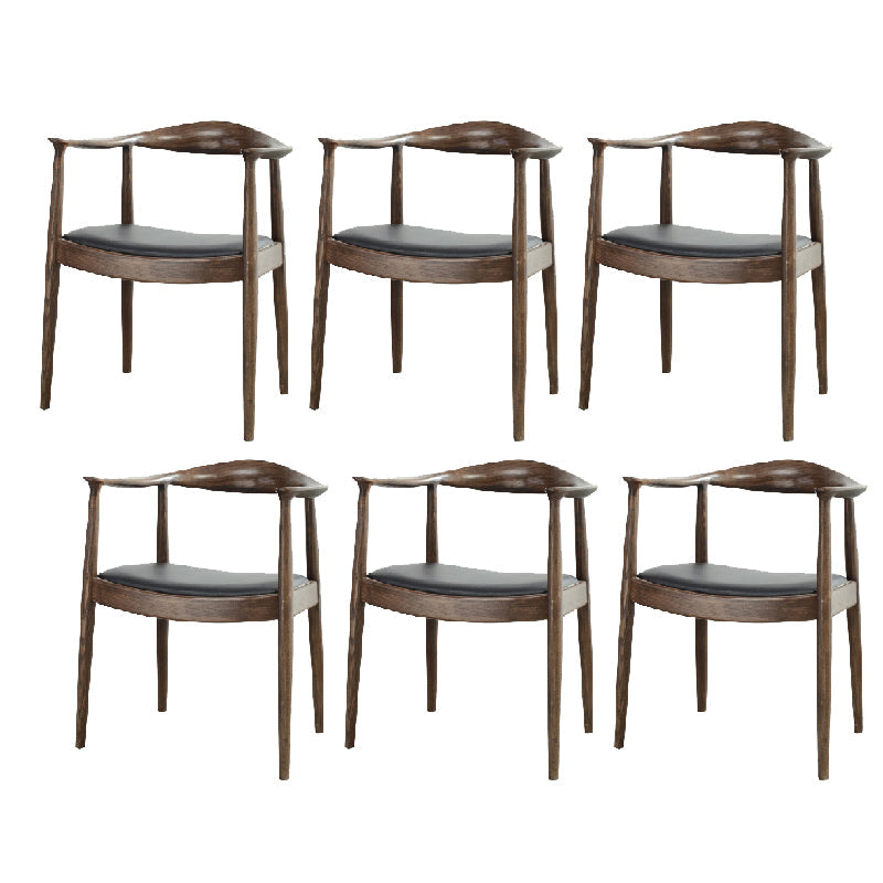 Ash Wood Traditional Dining Chair Brown Side Chair with Arms