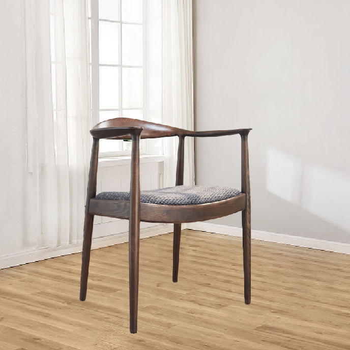Ash Wood Traditional Dining Chair Brown Side Chair with Arms