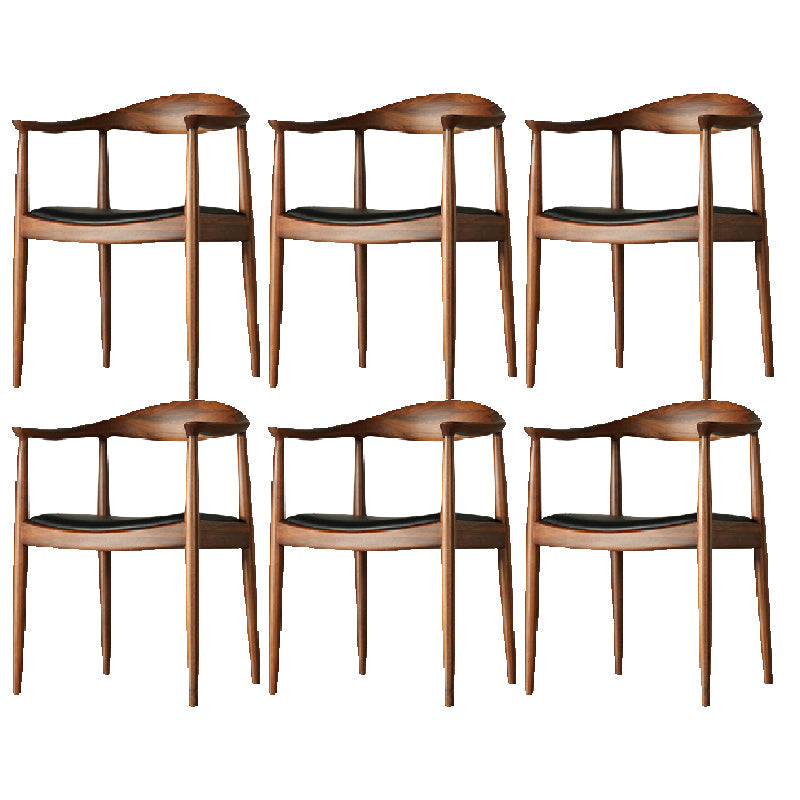 Ash Wood Traditional Dining Chair Brown Side Chair with Arms