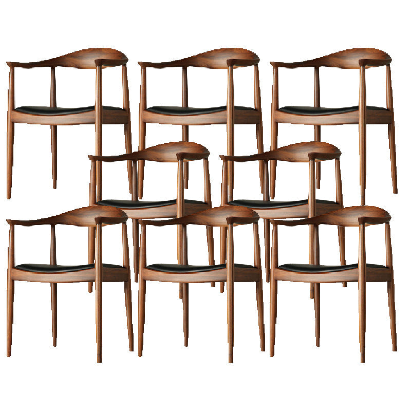 Ash Wood Traditional Dining Chair Brown Side Chair with Arms