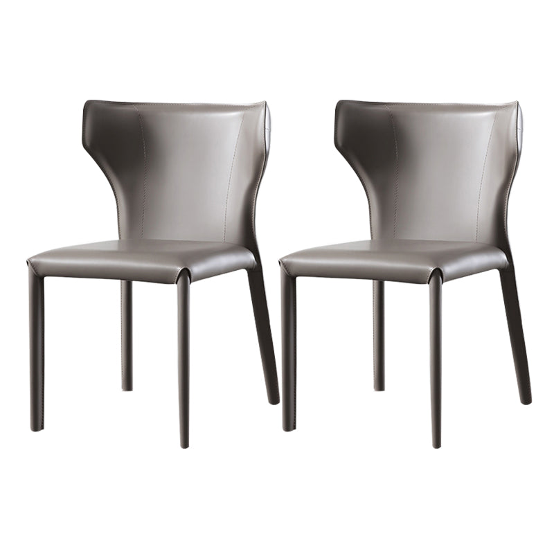 Wingback Armless Dining Chairs Modern Faux Leather Side Chair
